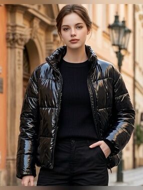 NWT Club Paradise Unisex Paxton Puffer Jacket No Front Closure - Black- Size S